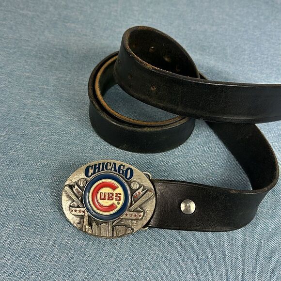 Limited Edition Black Leather Chicago Cubs Belt Buckle - Picture 2 of 6